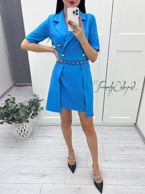 Šaty s dvojitou sukňou Carolyn - modré S1870
