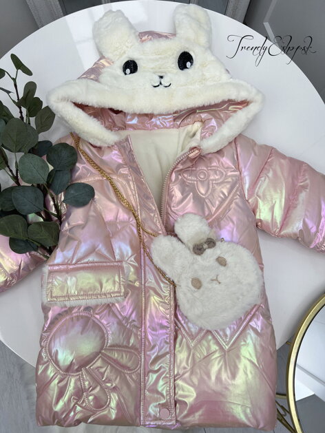Detská metalická bundička Bunny - ružová S2504