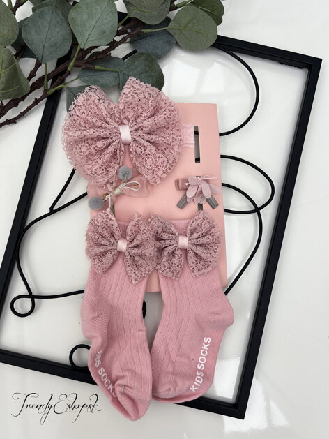 Detský set ponožky Ružová kvietočka - ružový S2487