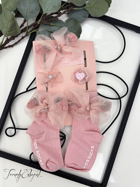 Detský set ponožky Svetloružová kvietočka - ružový S2491