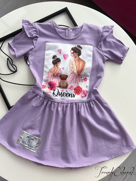 Detské bavlnené šaty Queen - fialové S1982