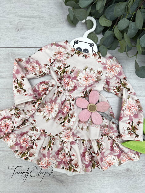 Detské kvetinové šaty Orchid - ružovo-bordové S477