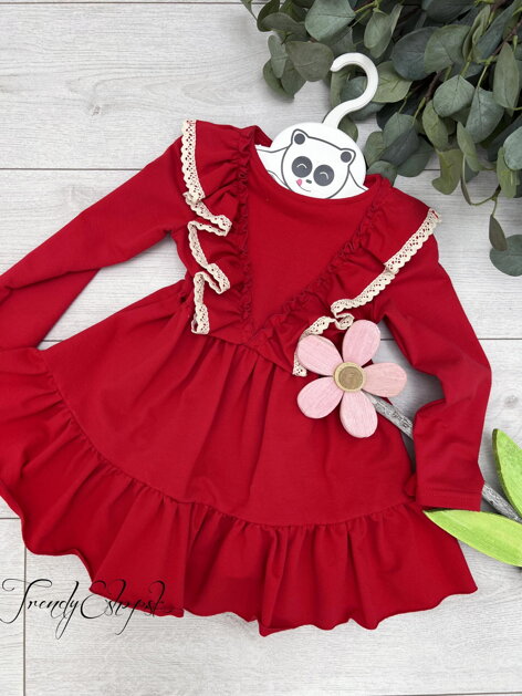 Detské šaty s volánmi Alice - červené S480