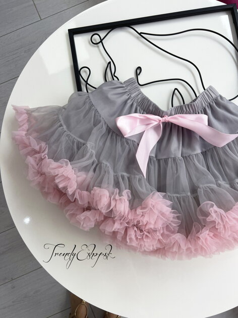 Detská suknička Tutu - Dolly - sivo-ružová S758