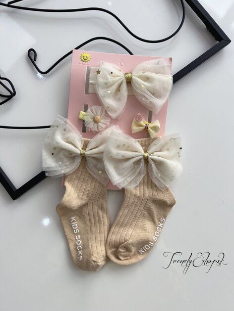 Detský set ponožky Žltá kvietočka - hnedý S2181a 