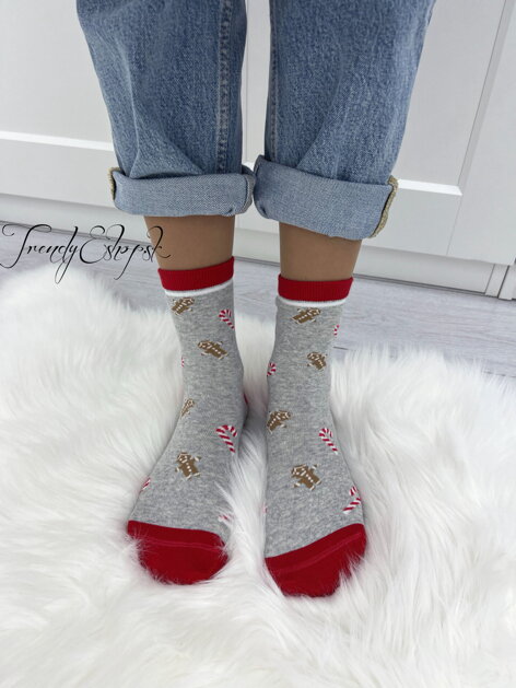 Ponožky sladký perník - sivé L3238