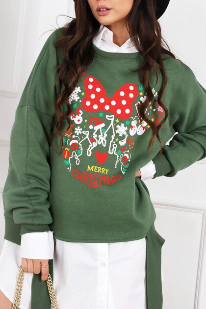 OVERSIZE mikina Merry Christmas - zelená V3913